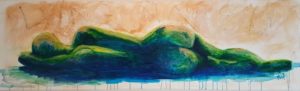 lying naked, painting, schilderij, liggend naakt, kunstvanmariekedejong, naakt model, kunst aan de muur, kunst voor boven de bank
