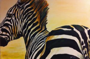 zebra, painting, schilderij, out of africa, kunstvanmariekedejong, 