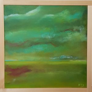 groen landschap, 20 x 20 cm, horizon, landschap, schilderij, vlakte, ruimte