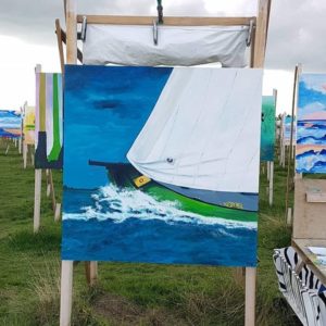 schilderij skûtsje, skutsje, schilderij, SKS, Fries, skutsjesilen, zeilwedstrijd friesland, sneekerpan, colorfield performance, Sloten